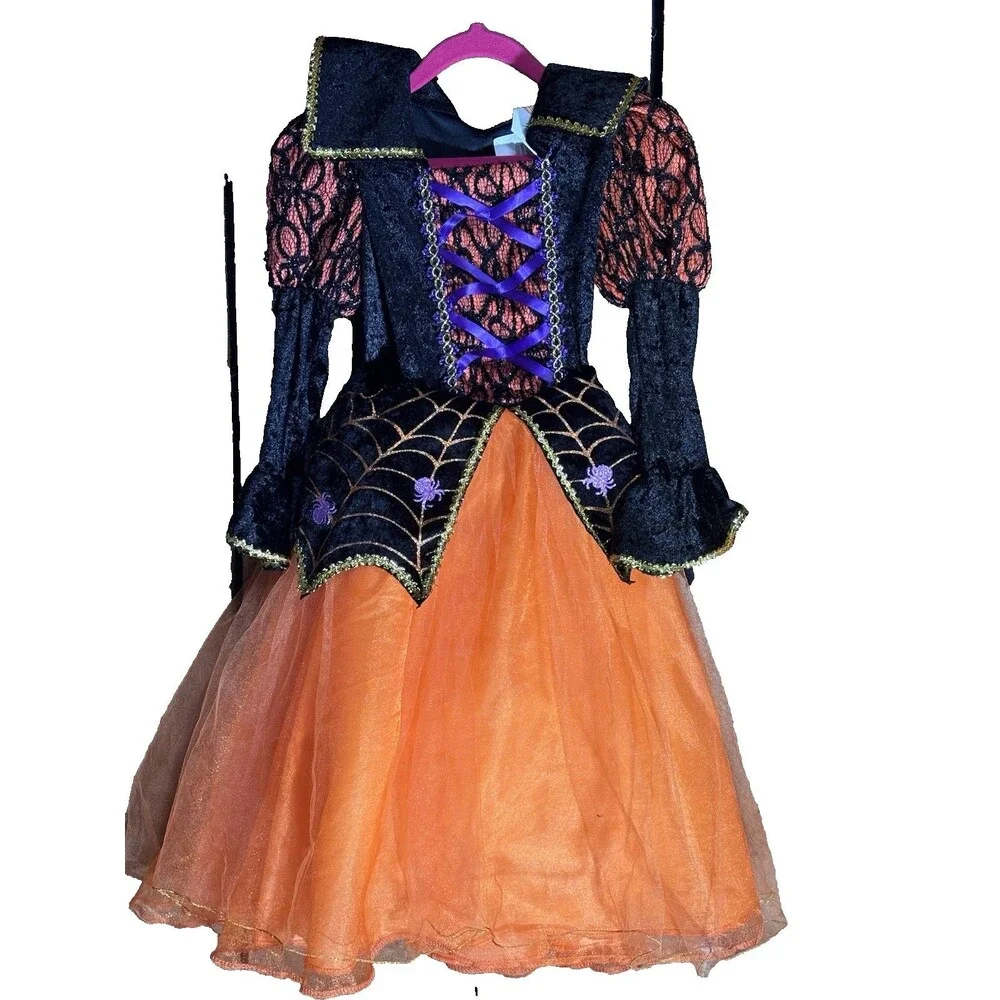 Rubie's Orange Spider Witch Girl's Small (5-6) Halloween Costume Dress Up - Picture 1 of 16